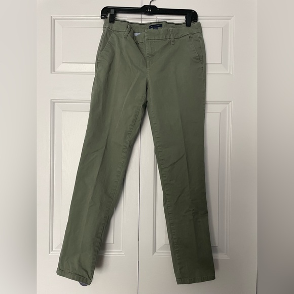 Tommy Hilfiger Womens Green Khaki Straight Leg Pants Size 4 - Picture 2 of 7